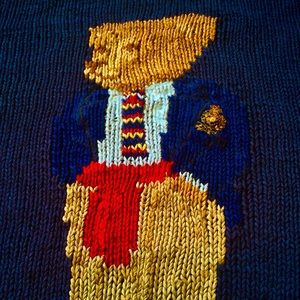 Vintage Hand Knit Polo Ralph Lauren Bear Sweater. Preppy Bear. Beautiful details